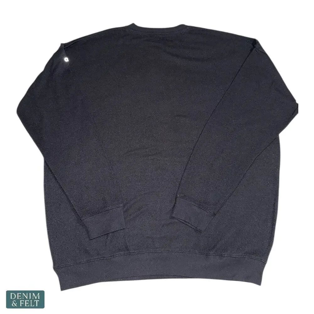 Alo Yoga Black Round Neck‎ Logo Pullover Sweatshirt Athleisure Minimal Luxe Gym